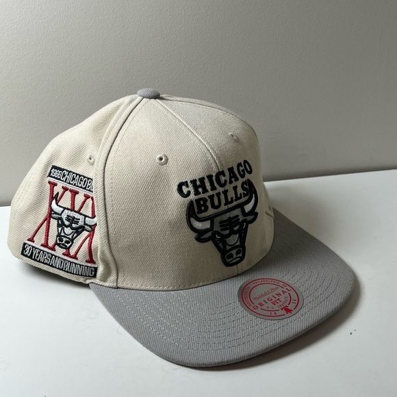 NWT Mitchell & Ness Heritage Collection Chicago Bulls Beige and Gray Hat NBA - Picture 2 of 9